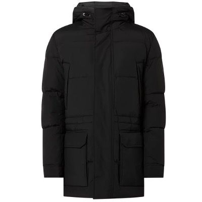 BOSS Parka Domerlos mit Daunenfedern Füllung in Schwarz und Blau für 239,25€ (statt 319€)   52 & 54