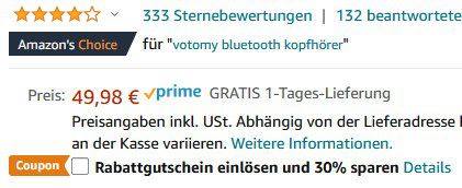 Votomy V22 BT 5.0 TWS InEar Kopfhörer für 29,99€ (statt 50€)