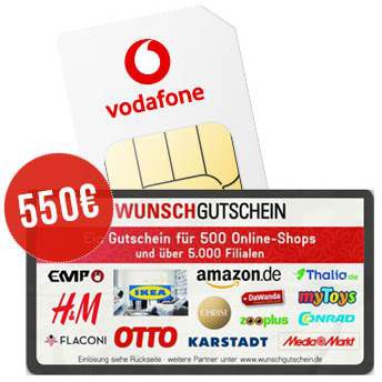 Vodafone Smart XL mit 30GB LTE & 5G(!) für 44,99€ mtl. + 550€ Wertgutschein