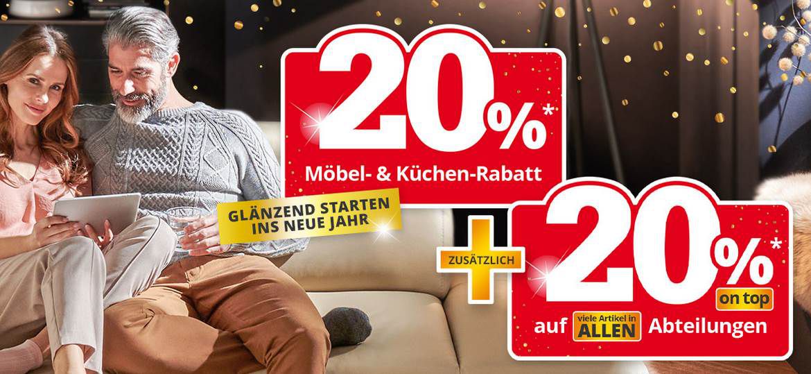 Möbel Höffner: 20% Extra Rabatt auf Möbel, Küchen, Matratzen, Leuchten & Teppiche + kostenloser Versand