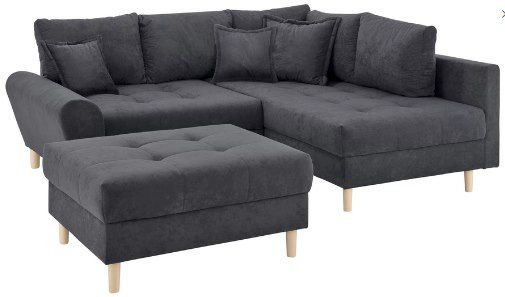 Home affaire Ecksofa Rice mit Federkern inkl. Hocker & Kissen für 450,49€ (statt 530€)