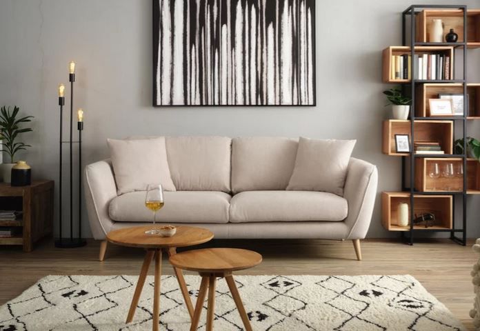 Zandiara Dreisitzer Sofa in Beige Freisteher für 489,30€ (statt 699€)