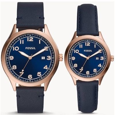 Fossil Set: Herrenuhr & Damenuhr Wylie mit Lederarmband für 55,30€ (statt 123€)