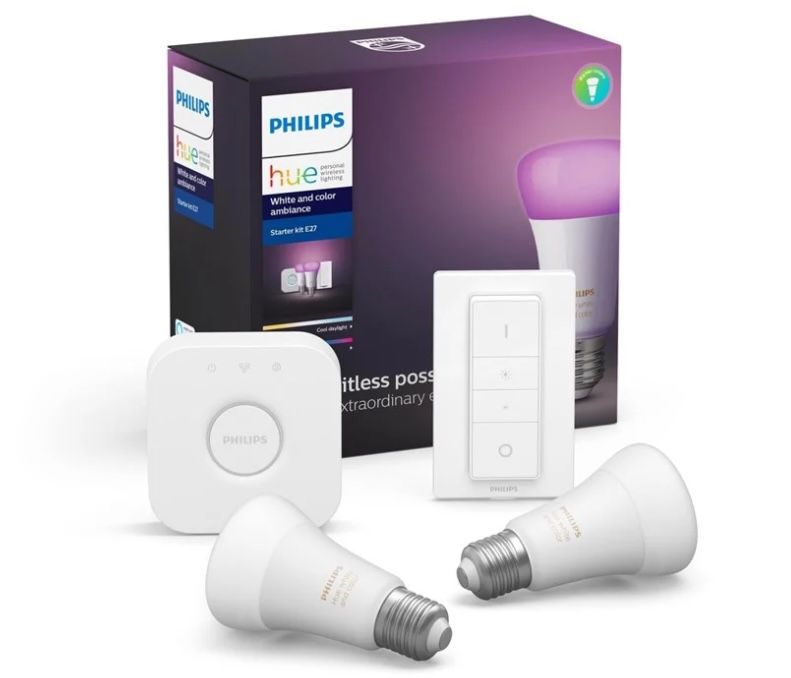 Philips Hue White and Color Ambiance inkl. 2x E27, Schalter, Bridge, Lightstrip für 149,90€ (statt 197€)