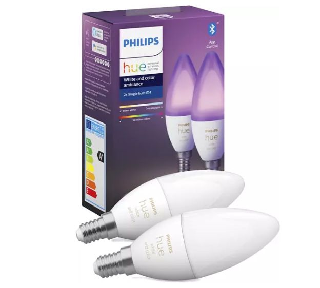 2er Pack Philips Hue White and Color Ambiance E14 LED Kerze mit Bluetooth für 52,89€ (statt 78€)