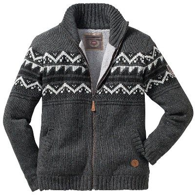 Hinterstoisser Norweger Strickjacke aus kuscheligem Teddyfutter in Dunkelgrau für 30€ (statt 46€)