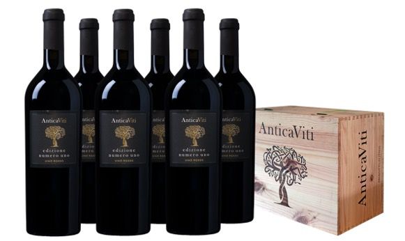 6er Pack Antica Viti Edizione Numero Uno Rotwein in Holz Weinkiste für 60€ (statt 120€)