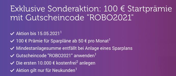 Quirion: 100€ Startprämie beim Abschluss eines ETF Sparplans ab 50€ mtl.