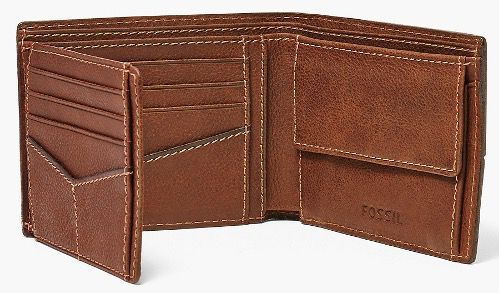 FOSSIL Herren Geldbörse Ethan International Traveler aus braunem Leder für 17,70€ (statt 59€)