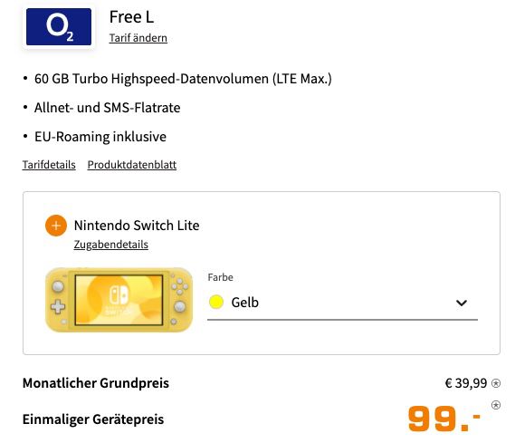 🔥 Samsung Galaxy S21+ mit 128GB + Nintendo Switch Lite für 99€ + o2 Allnet Flat mit 60GB LTE für 39,99€ mtl.