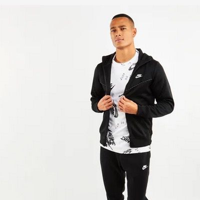 Nike Herren Hoodie Repeat Poly Full Zip in Schwarz für 29,99€ (statt 48€)