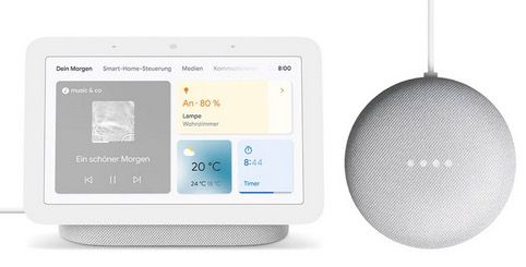 Google Nest Hub 2. Generation + gratis Google Nest mini für 68,95€ (statt 101€) + 6 Monate Spotify Premium