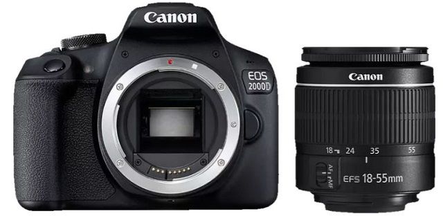 Canon EOS 2000D Spiegelreflexkamera + Objektive EF S 18 55 mm + EF 50 mm f/1,8 für 444,44€ (statt 649€)