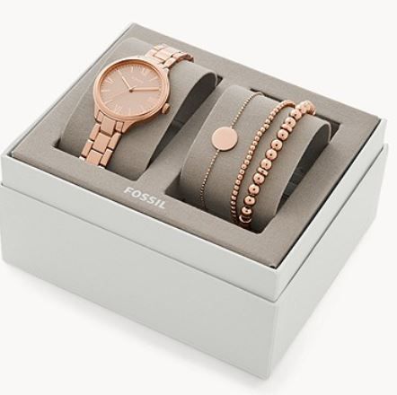 Fossil Damenuhr Suitor aus Metalllegierung + Armbänder für 48,30€ (statt 139€?)