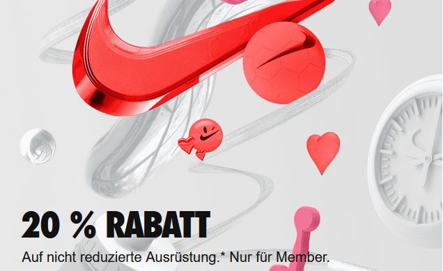 Nike Valentinsrabatt: 20% extra für Member auf Vollpreis Artikel