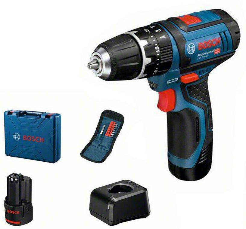 Bosch GSB 12V 15 Professional Akkuschlagschrauber + 2 x 2.0 Ah Akku + Ladegerät + Zubehör für 98,91€ (statt 110€)