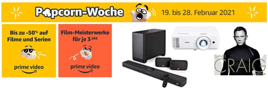 Amazon Popcorn Woche: günstige Filme, Serien, TVs, Beamer & Co.