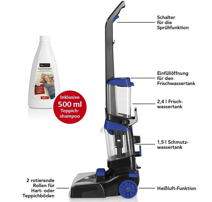 MAXXMEE S0C16 Teppich  & Bodenreiniger Heissluftfunktion für 179,99€ (statt 230€)