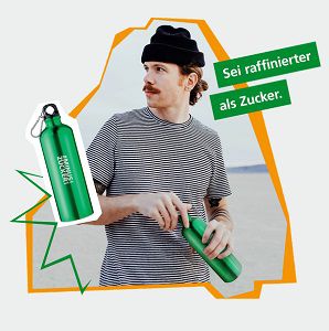 Von der AOK Metall Trinkflasche geschenkt bekommen