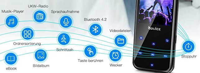 Coulax MP3 Player mit Radiofunktion, 16GB & 2.4 Zoll Display für 9,45€ (statt 27€)   Prime