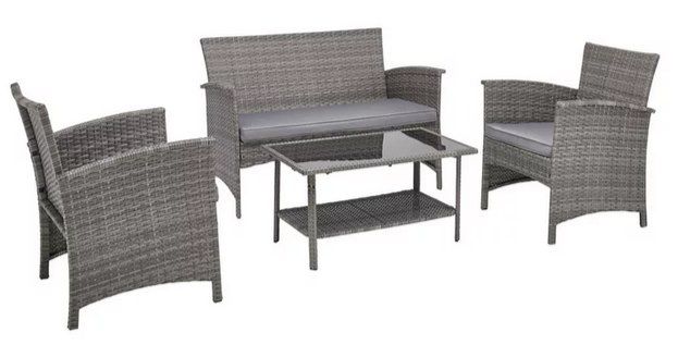 Graue Loungegarnitatur aus Polyrattan für 139,30€ (statt 199€)