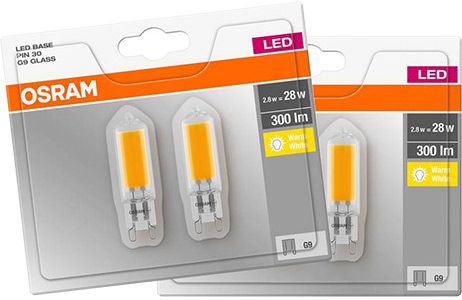 4er Pack: OSRAM BASE LED G9 Lampe mit 2,8W für 14,99€ (statt 26€)