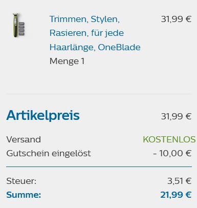 Philips QP2530/20 OneBlade Bartschneider für 21,99€ (statt 34€)