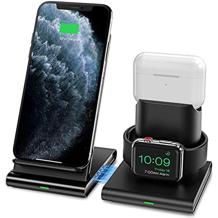 Seneo 3in1 Qi Ladestation für Smartphone+ iWatch + AirPods für 16,99€ (statt 27€)