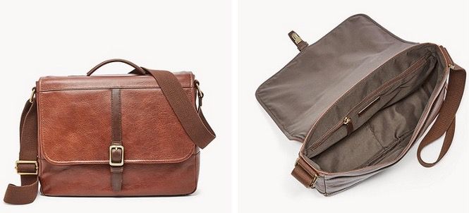 FOSSIL Herren Tasche Evan Commuter aus braunem oder schwarzem Leder mit Notebook Fach für 87,60€ (statt 153€)