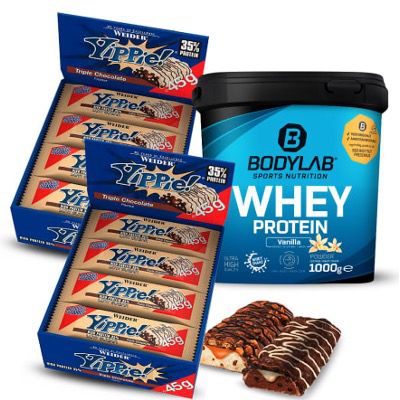 24x Weider Yippie! Bar je 45g und 1x Bodylab24 Whey 1kg für 34,99€ (statt 65€)
