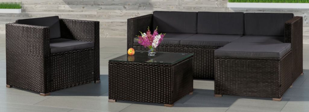 ArtLife Polyrattan Lounge Sitzgarnitur mit Bezügen in Dunkelgrau für 254,95€ (statt 390€)