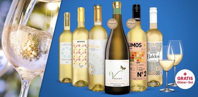 Vinos Weißwein Paket: 6x Weißwein mit 2x Schott Zwiesel Gläsern ab 24,99€ (statt 62€)