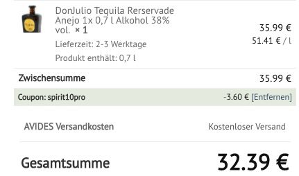 Don Julio Añejo Rerservade Tequila (0,7 Liter) für 32,39€ (statt 44€)