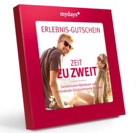 mydays Zeit zu zweit Erlebnis Gutschein (3 Jahre gültig) für 79,20€ (statt 99€)