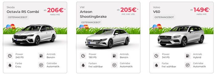 Vehiculum: Oster Leasing Deals für Gewerbe   z.B. Skoda Octavia RS Combi 245PS ab 206€ mtl.