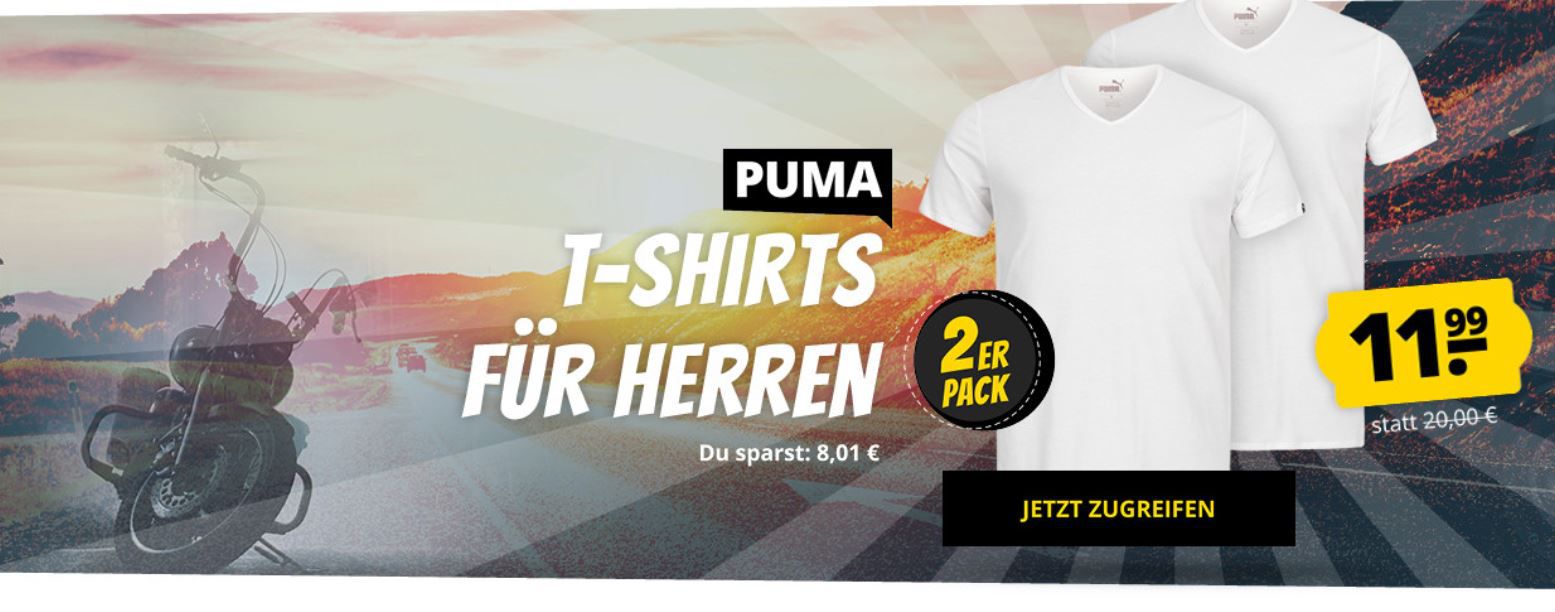 Doppelpack: PUMA Basic V Neck Herren T Shirts für 15,95€ (statt 20€)