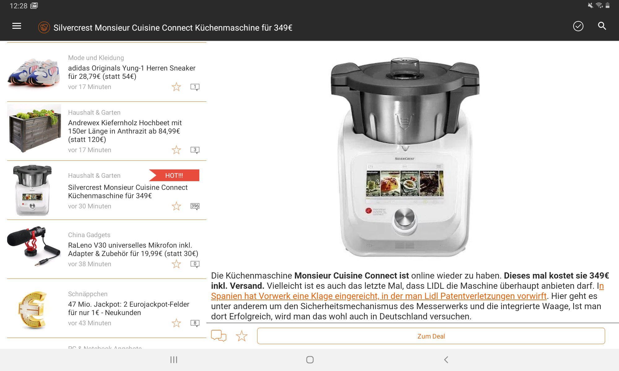 Mein Deal Android App für Tablet   bitte einmal updaten!