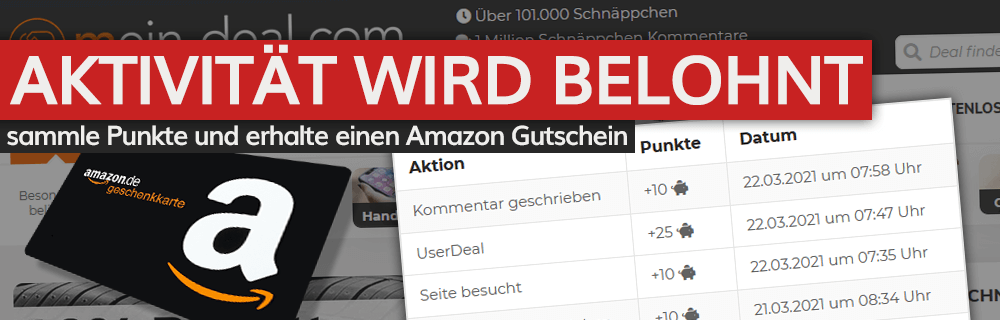 Jetzt Prämien wie Amazon Gutscheine für deine Aktivitäten bekommen (Kommentare, UserDeals...)