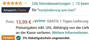 Automatische Kfz Handyhalterung für 6,29€ (statt 14€)   Prime