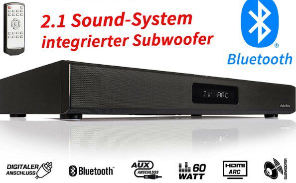 AudioAffairs 2.1 TV Soundbar mit BT & 60W für 55€ (statt 69€)