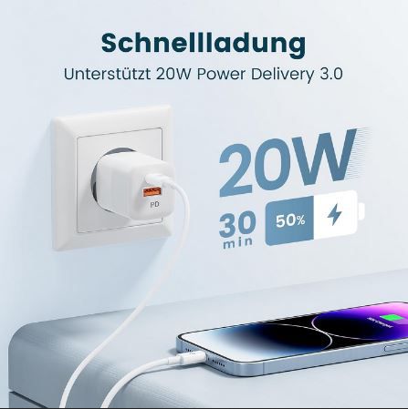 Rampow USB C auf Lightning Kabel (1m) MFi Zertifiziert & PD Schnellaufladung für 4,94€ (statt 9€)