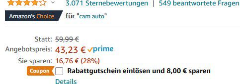 Apeman C570   1080P Dashcam mit 170° Weitwinkel für 35,23€ (statt 60€)