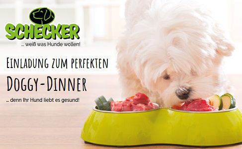 Schecker: Kostenloses Hunde Dinner & 10€ Gutschein zzgl. 2,50€ Versand