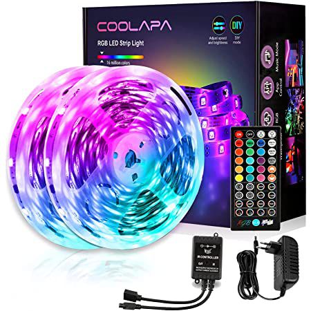 2x 6m COOLAPA LED Streifen mit MusicSync & Fernbedienung für 14,49€ (statt 29€)