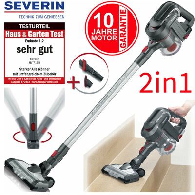 Severin 2in1 22,2 V Li Ion Akku Bodenstaubsauger beutellos mit HEPA Filter für 124€ (statt 150€)