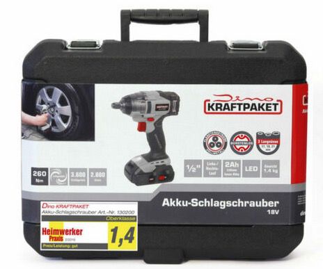 Dino Kraftpaket 130200 Akku Schlagschrauber 260Nm 18V mit Ladegerät im Koffer für 89€ (statt 149€)