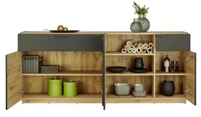 Xora Sideboard in Mattschwarz (200/84/41,5cm) für 238,95€ (statt 386€)