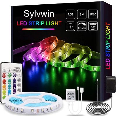 Sylvwin LED Streifen 5m RGB mit Fernbedienung und 16 Farbwechsel für 12,59€  (statt 18