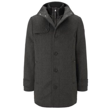 Tom Tailor Wollmantel mit gesteppter Unterjacke in Dark Grey für 44,99€ (statt 82€)   nur XXL, XXXL