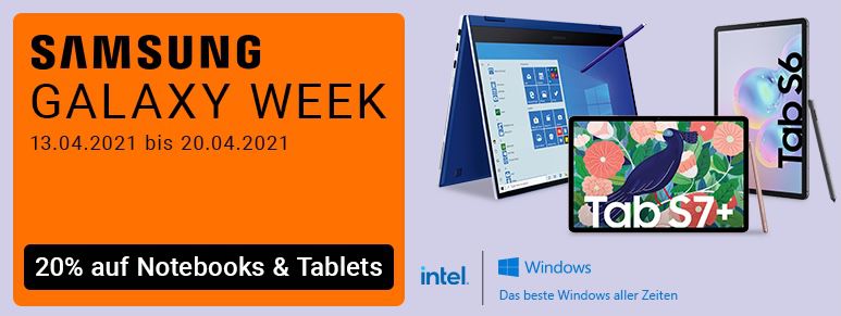 Samsung Galaxy Week bei NBB mit bis zu 20% Rabatt   z.B. Galaxy Tab S7+ 128GB für 792€ (statt 880€)